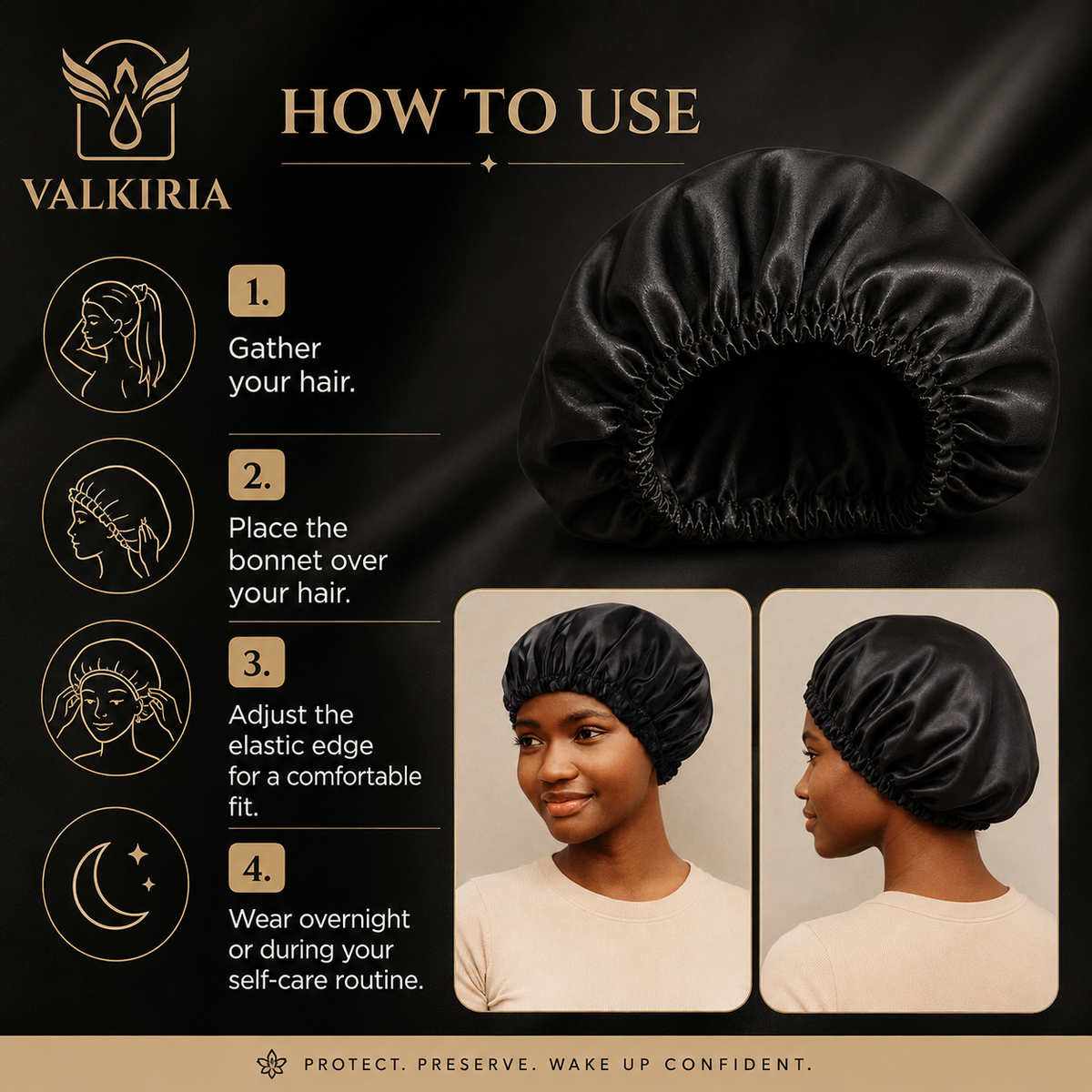 VALKIRIA Gorro de Satén para Dormir
