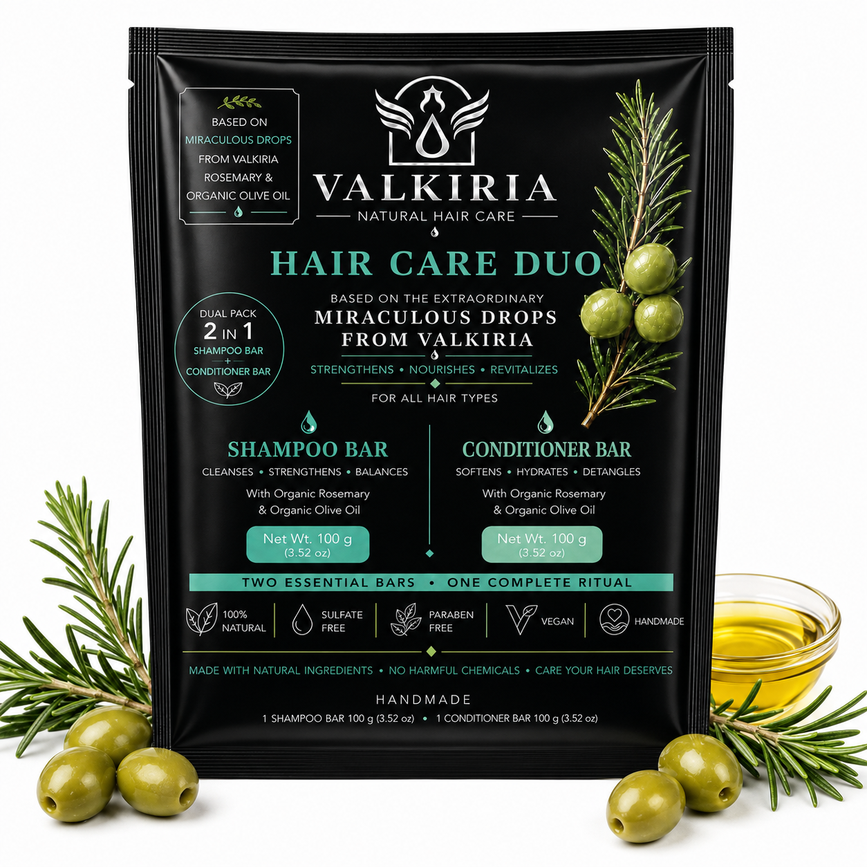 VALKIRIA Gotas Sagradas Shampoo & Conditioner Bar Duo  100G y 80g