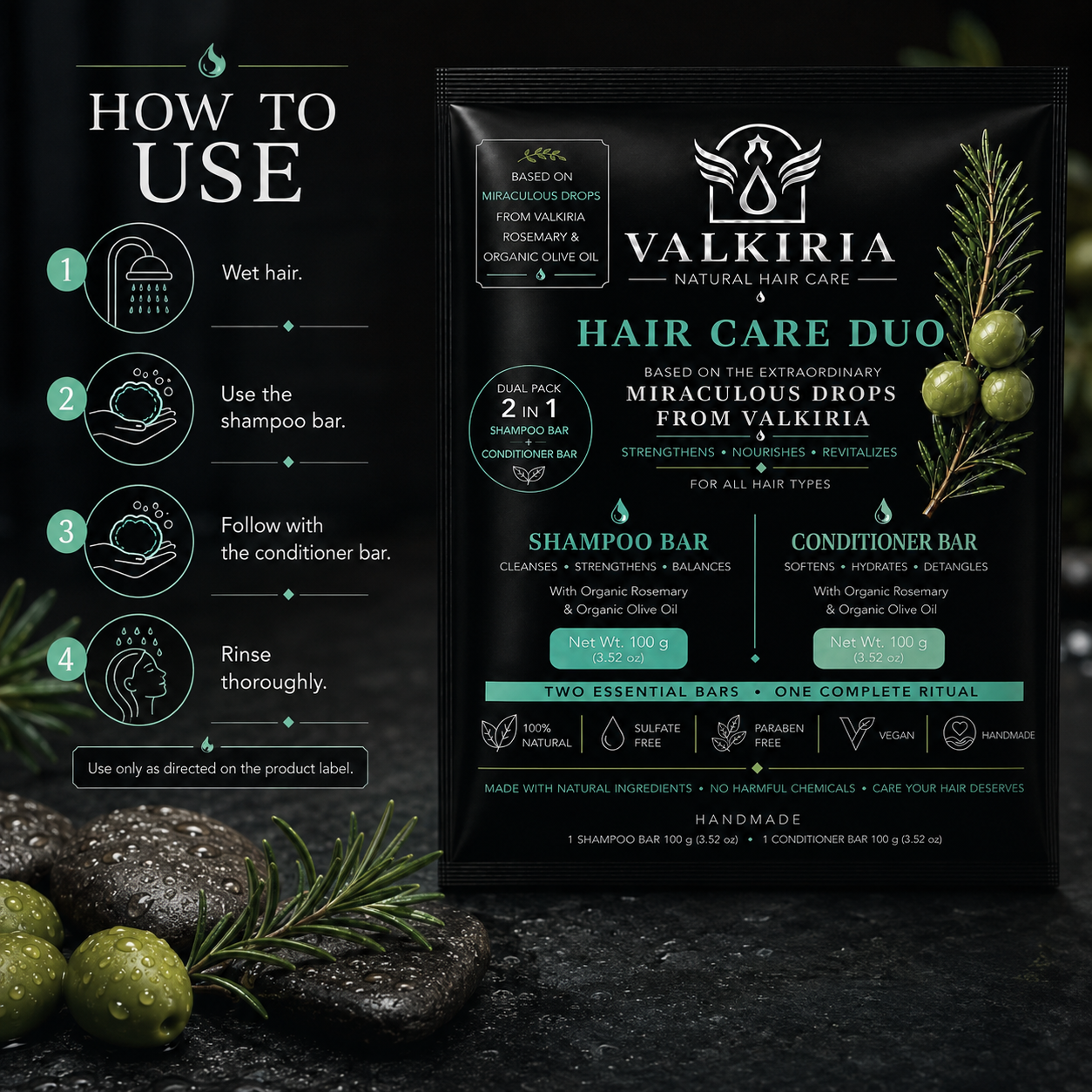 VALKIRIA Gotas Sagradas Shampoo & Conditioner Bar Duo  100G y 80g