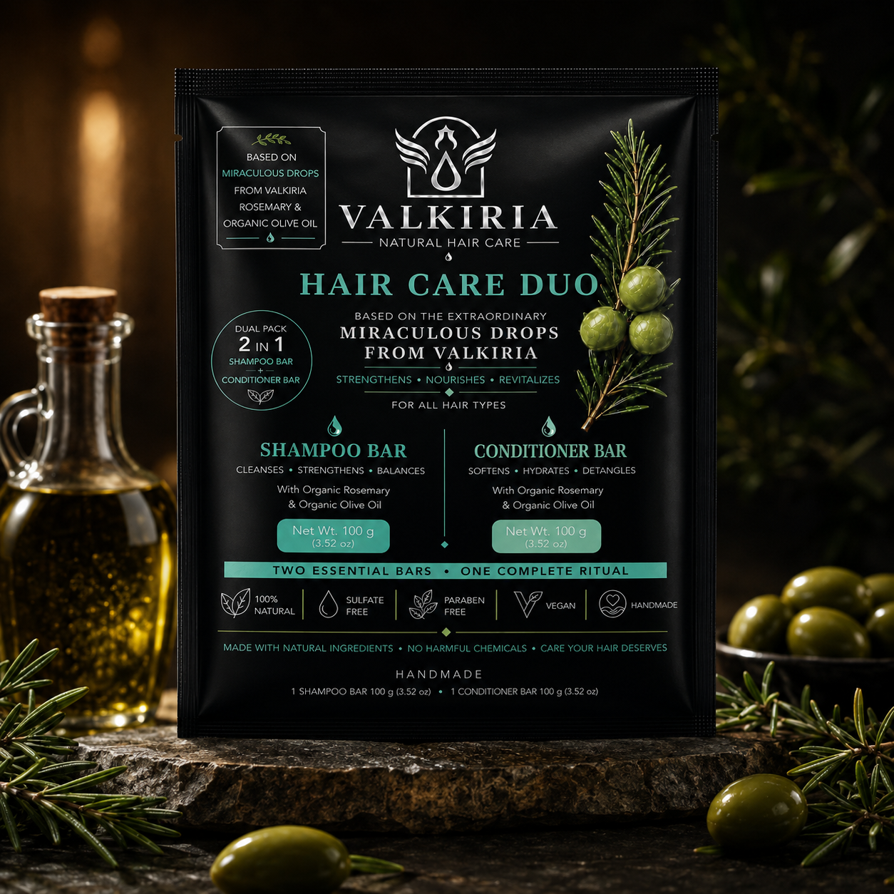 VALKIRIA Gotas Sagradas Shampoo & Conditioner Bar Duo  100G y 80g