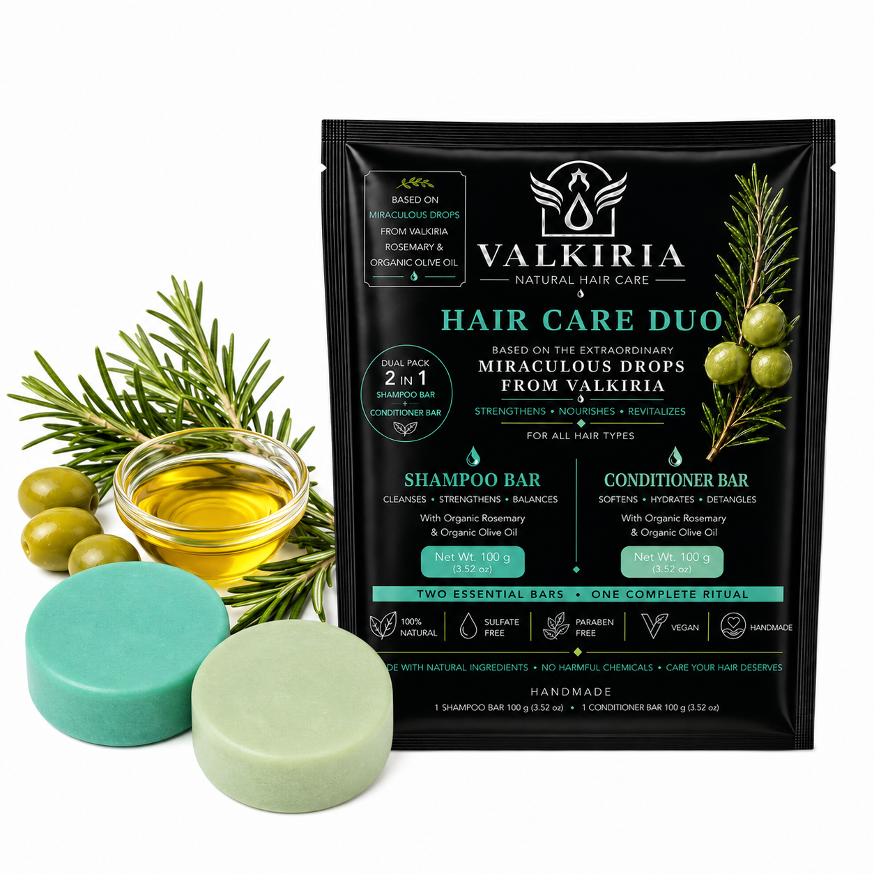 VALKIRIA Gotas Sagradas Shampoo & Conditioner Bar Duo  100G y 80g