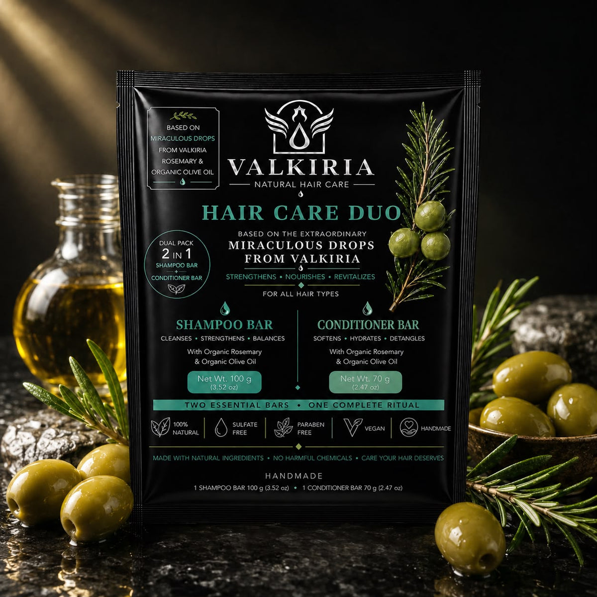 VALKIRIA Gotas Sagradas Shampoo & Conditioner Bar Duo  100 g y 70g